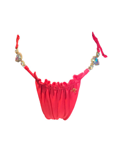 LUXE Candy Thong Bottom - Coral - Regina's Desire Swimwear