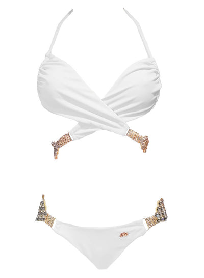 Gina Wrap Top & Skimpy Bottom - White - Regi Beauty & Regina's Desire Swimwear