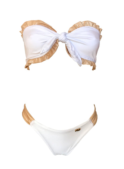 Lexy Bandeau Top & Classic Bottom - White - Regina's Desire Swimwear