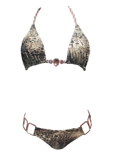 Rachel Triangle Top & Skimpy Bottom - Ocelot - Regina's Desire Swimwear